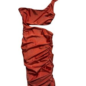 Tiger Mist One-Shoulder Dress in Vibrant coral/orange